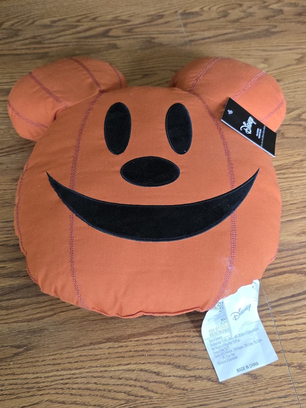 Disney Orange Mickey Pumpkin Smile Accent Pillow